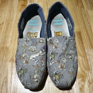 Toms Snow White Gray Print Flats Women’s Size 8
